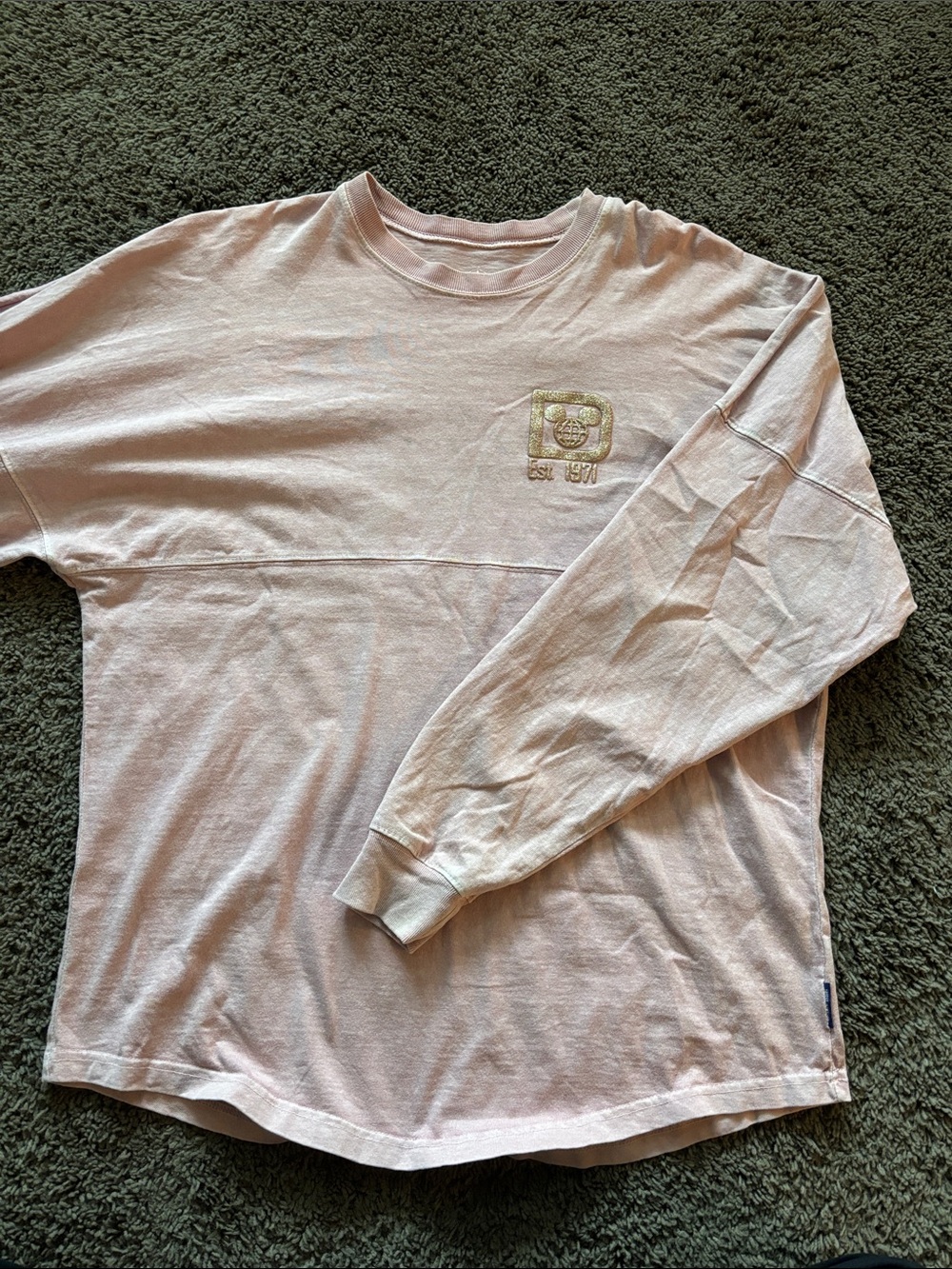 Disney Light Pink Long Sleeve Tee with Chest Logo